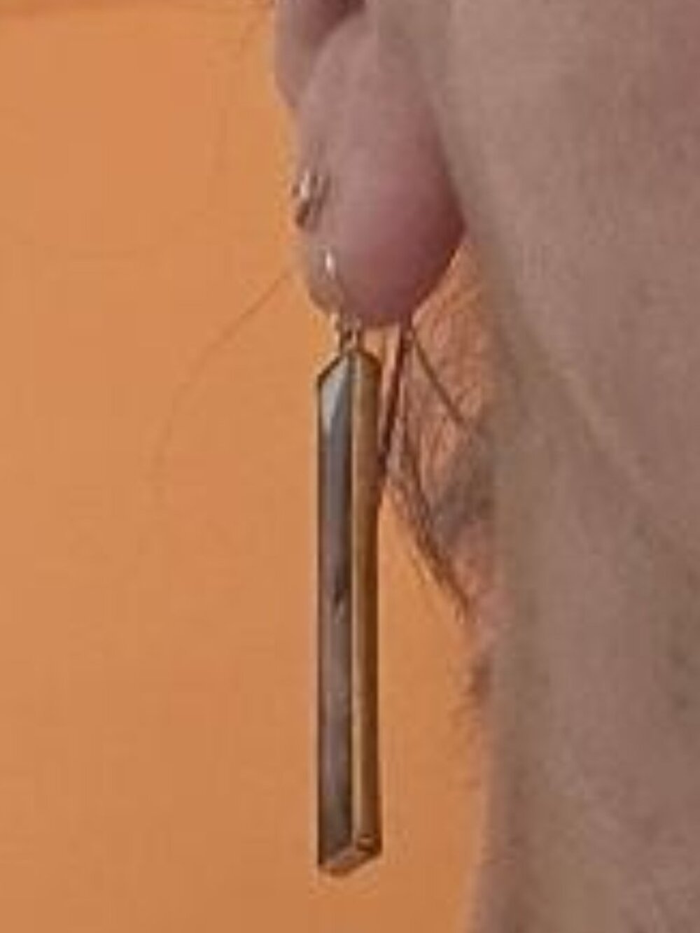 Long Labradorite Statement Earrings - Picture 7 of 8